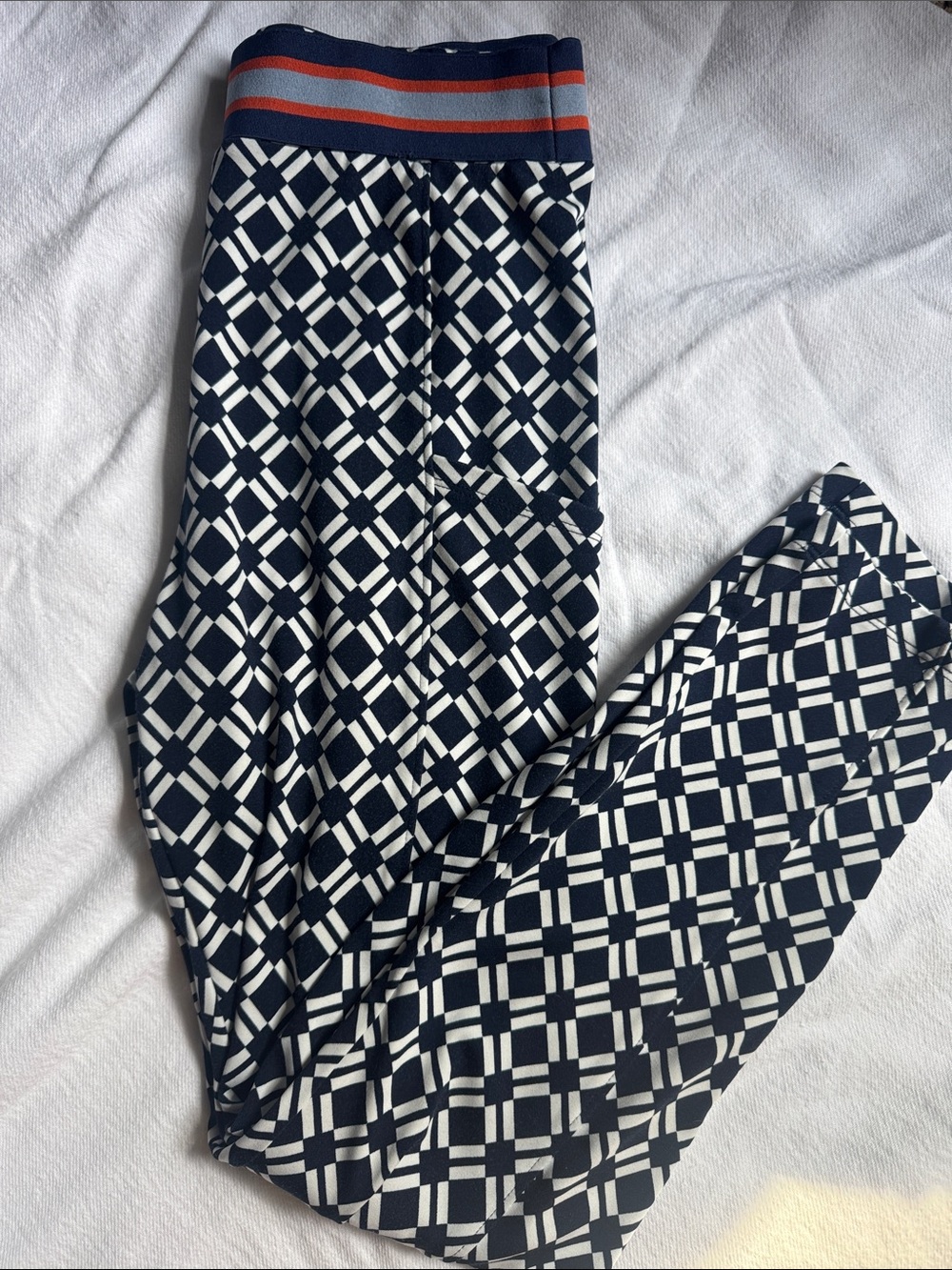 Lou & Grey Geometric Print Navy and White Leggings, Sz XS